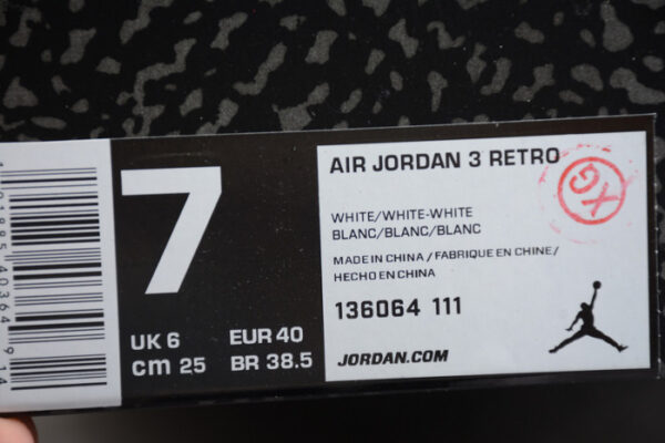 Air Jordan 3 Retro Triple White 136064-111 - Image 8