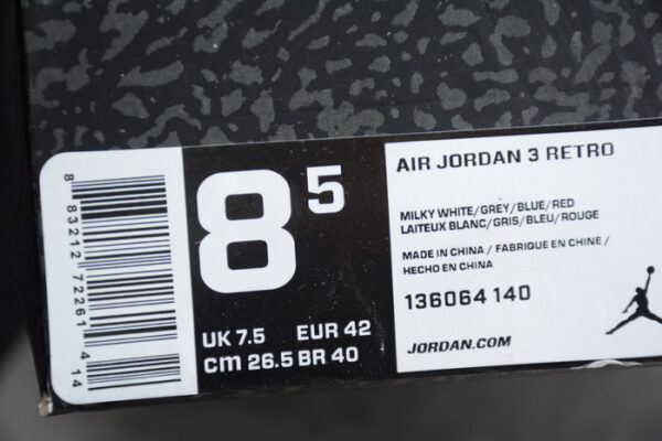 Air Jordan 3 Retro Charity Game Sail Red Mens 136064-140 - Image 12