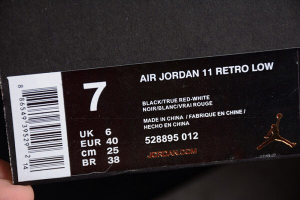 Air Jordan 11 Retro Low Bred Black/ Red Mens 528895-012 - Image 14