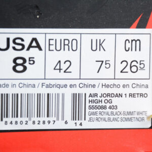 Air Jordan 1 Og Game Royal Blue 555088-403 - Image 11