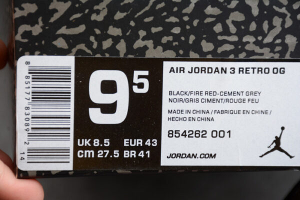 Air Jordan 3 Black Cement 854262-001 - Image 8