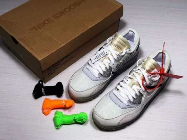 Off-White X Nike Air Max 90 Sail Muslin Virgil Abloh Aa7293-100 - Image 8