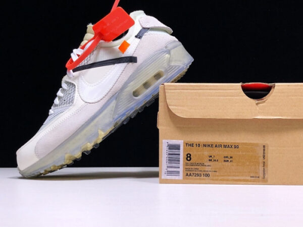 Off-White X Nike Air Max 90 Sail Muslin Virgil Abloh Aa7293-100 - Image 9