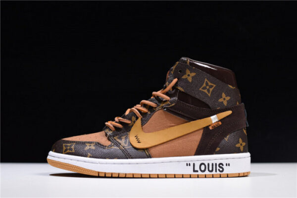 LV X Off-White X Air Jordan 1 Customs Mens Aq0818-202 - Image 15