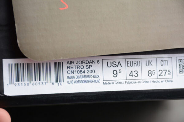 Nike Air Jordan 6 Retro GS x Travis Scott ?Olive? CN1085-200 - Image 8