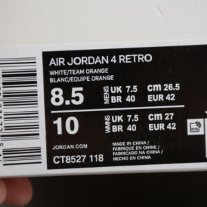 Air Jordan 4 Retro Pure Money Orange Metallic Ct8527-118 - Image 7