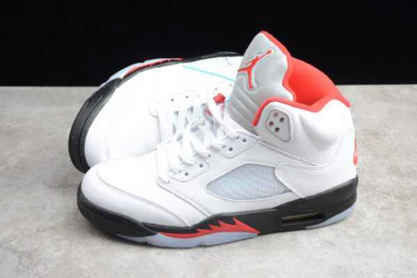 Air Jordan 5 Fire Red 2020 Silver Tongue Da1911-102 - Image 5