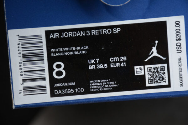 Air Jordan 3 Sp White/Black Da3595-100 - Image 13