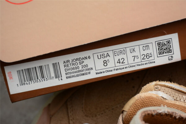 Travis Scott X Air Jordan 6 British Khaki Dh0690-200 - Image 9