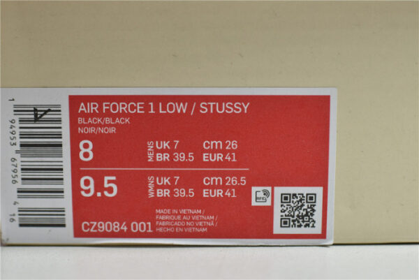 Nike Air Force 1 Low Stussy Black Cz9084-001 - Image 16