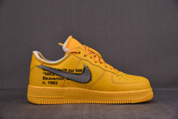 Nike Air Force 1 Low Off-White University Gold Metallic Silver Dd1876-700 - Image 4