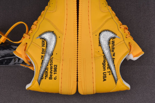 Nike Air Force 1 Low Off-White University Gold Metallic Silver Dd1876-700 - Image 10