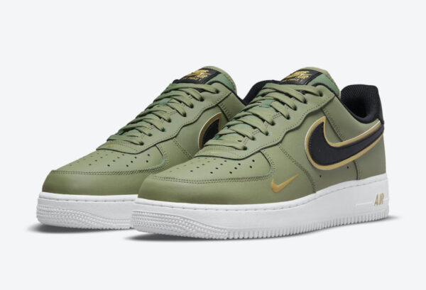 Nike Air Force 1 Low 07 Double Swoosh Olive Green Da8481-300 - Image 2