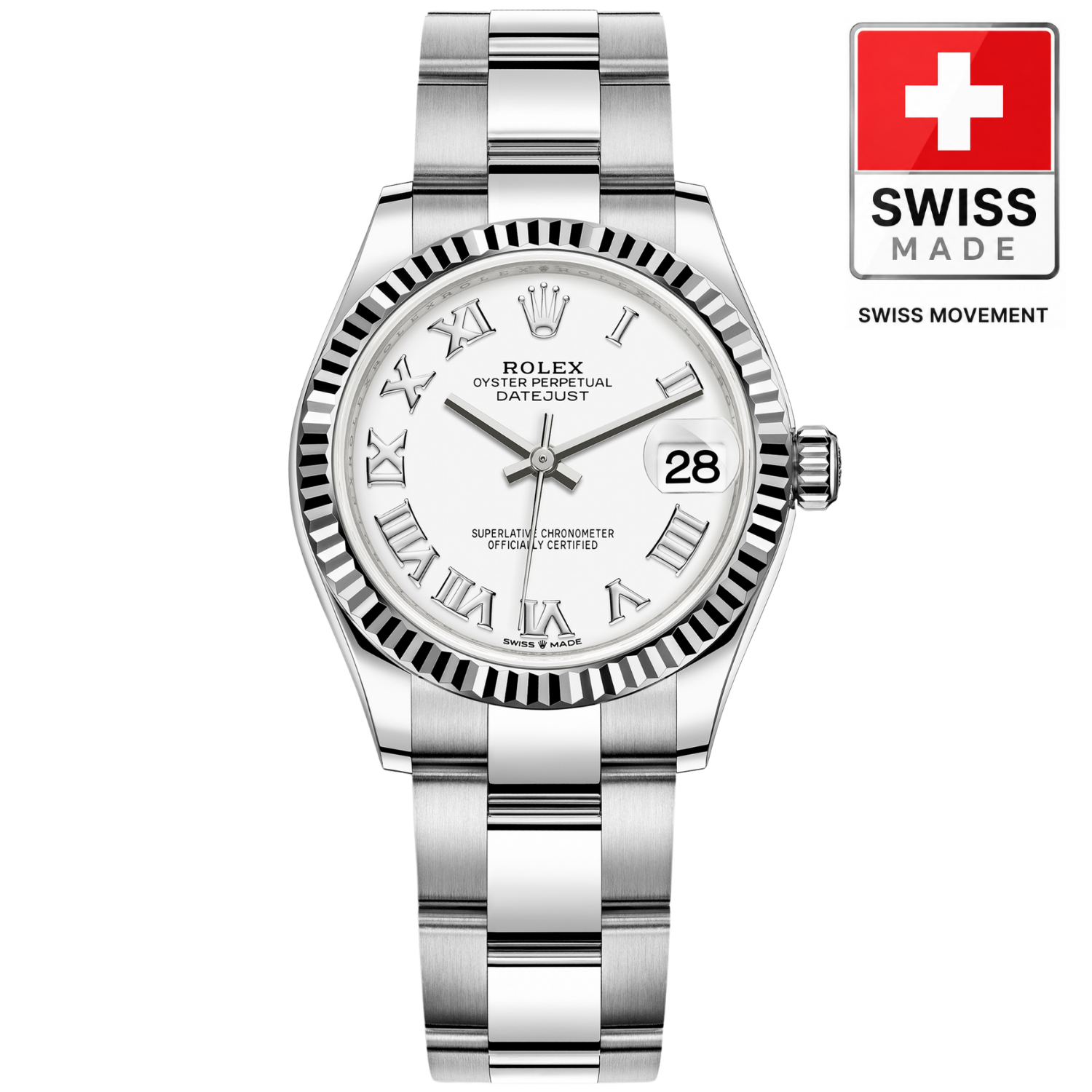 [Superclone] Rolex Datejust 31 mm White Dial Fluted Oyster 278274
