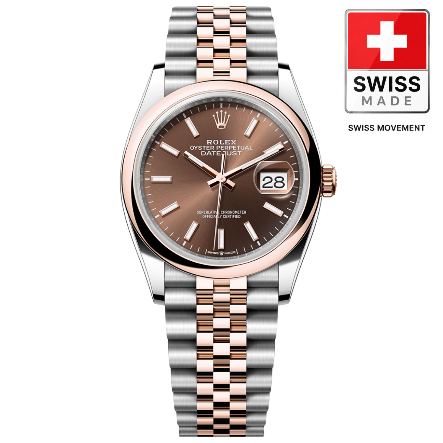 [Superclone] Rolex Datejust 36 mm Chocolate Dial Smooth Jubilee 126201