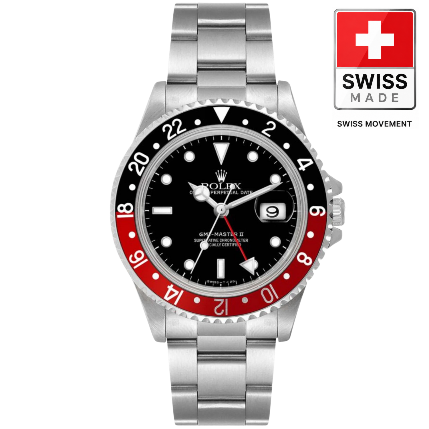 [Superclone] Rolex 40mm GMT Master II Black & Red Bezel Coke Oyster 16710
