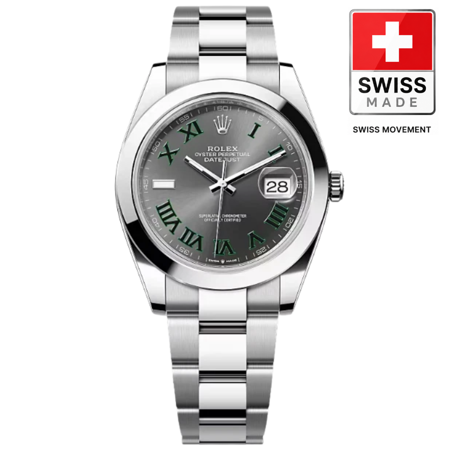 [Superclone] Rolex Datejust 41mm Rhodium Dial 126300 "Wimbledon" Smooth / Oyster