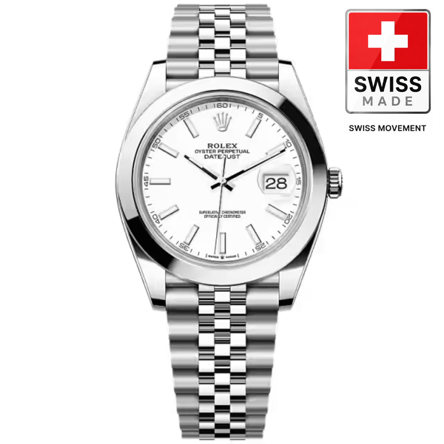 [Superclone] Rolex Datejust 41 White Dial Smooth Bezel Jubilee 126300
