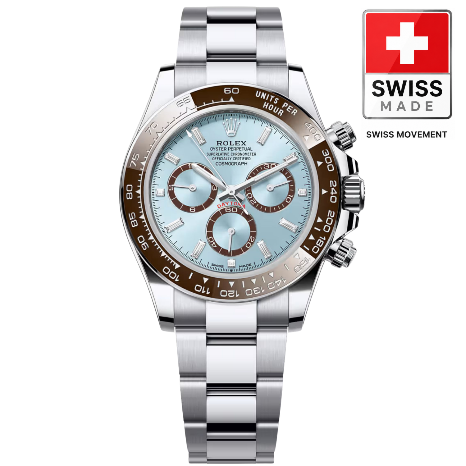 [Superclone] Rolex Daytona 40 mm Ice Blue Set With Diamonds Dial 126506 - Open Caseback