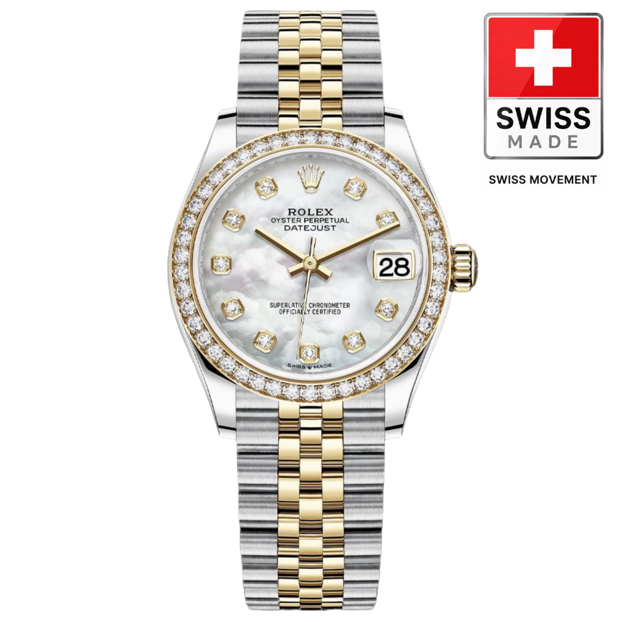 [Superclone] Rolex Datejust 31mm Yellow Gold & Diamonds Mother of Pearl Dial