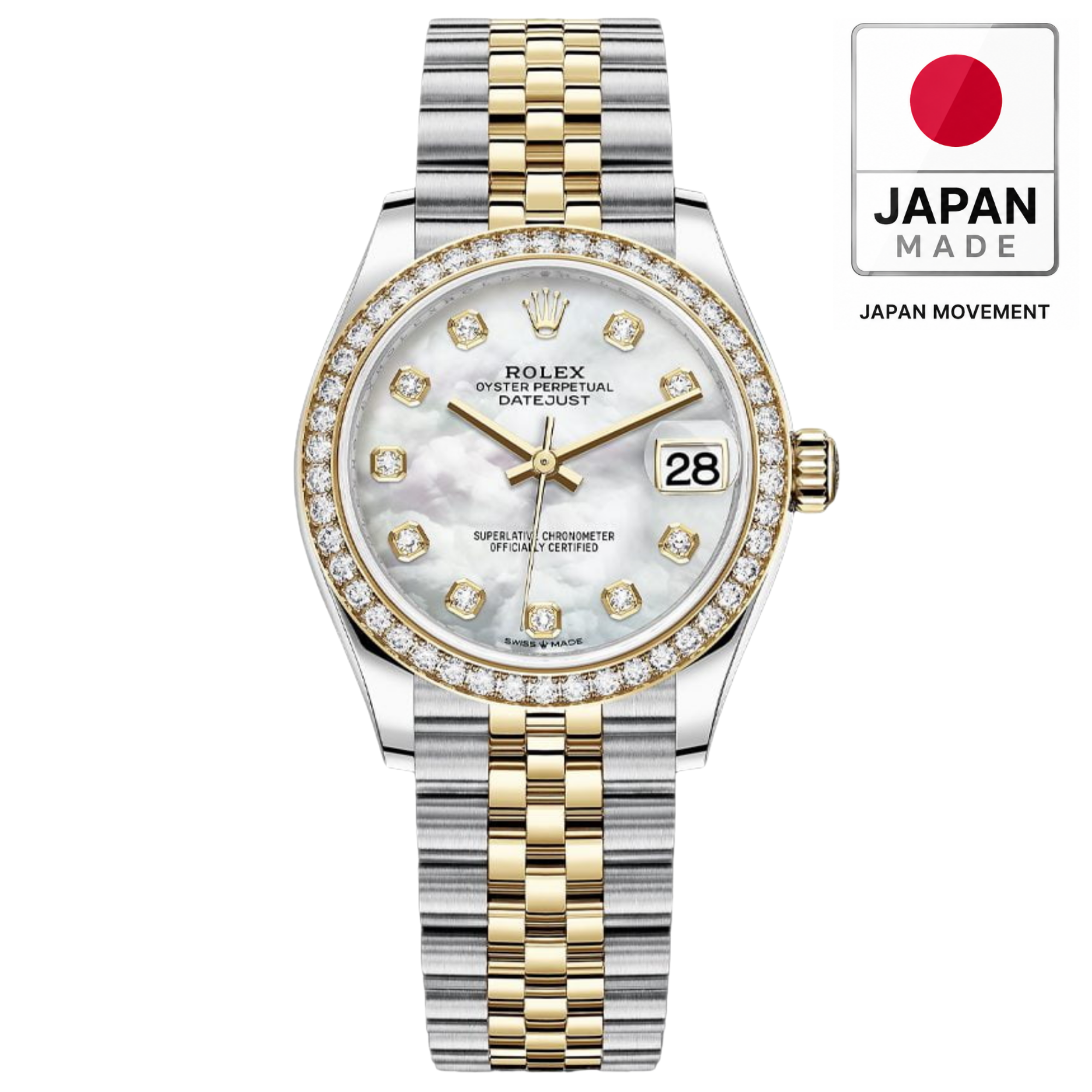[Superclone] Rolex Datejust 31mm Yellow Gold & Diamonds Mother of Pearl Dial