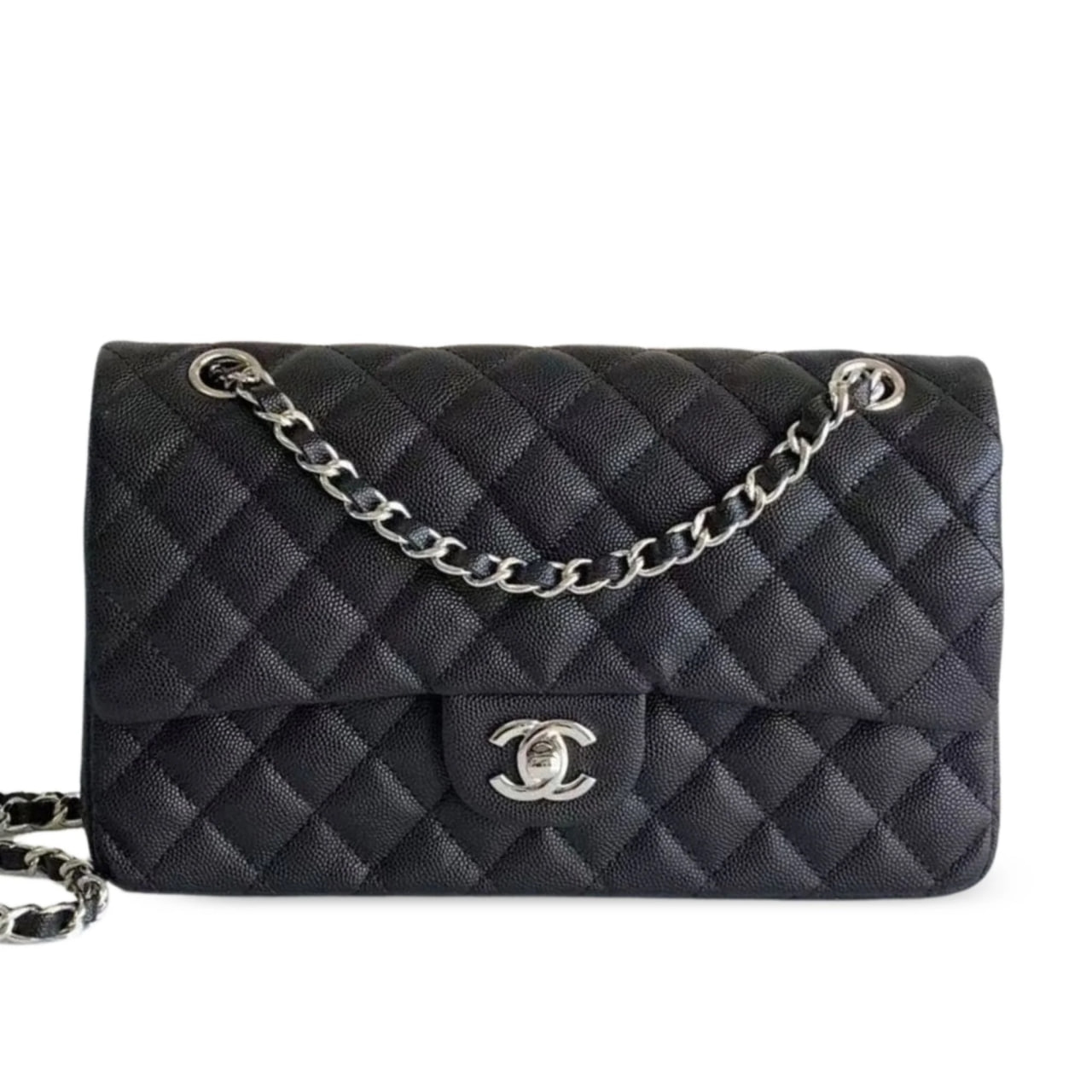 Chanel Classic Flap Bag 25 cm Black – Silver Tone Hardware A01112